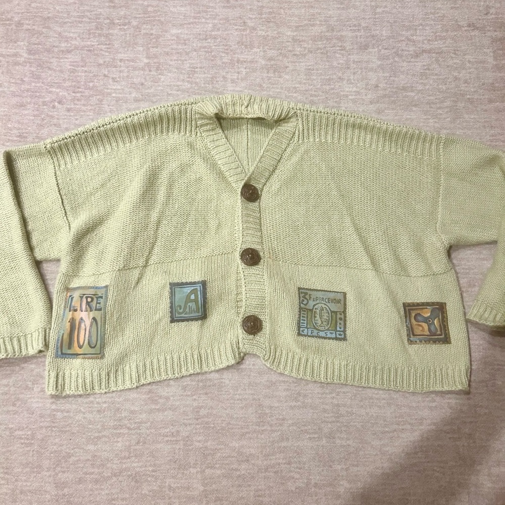 Rare Vintage 90s Blue Fish knitted button up sweater